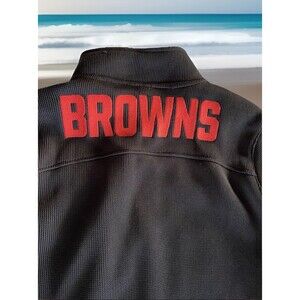 NFL Cleveland Browns Waffle Knit Black 1/4 Zip Pullover Embroidered Mens Medium